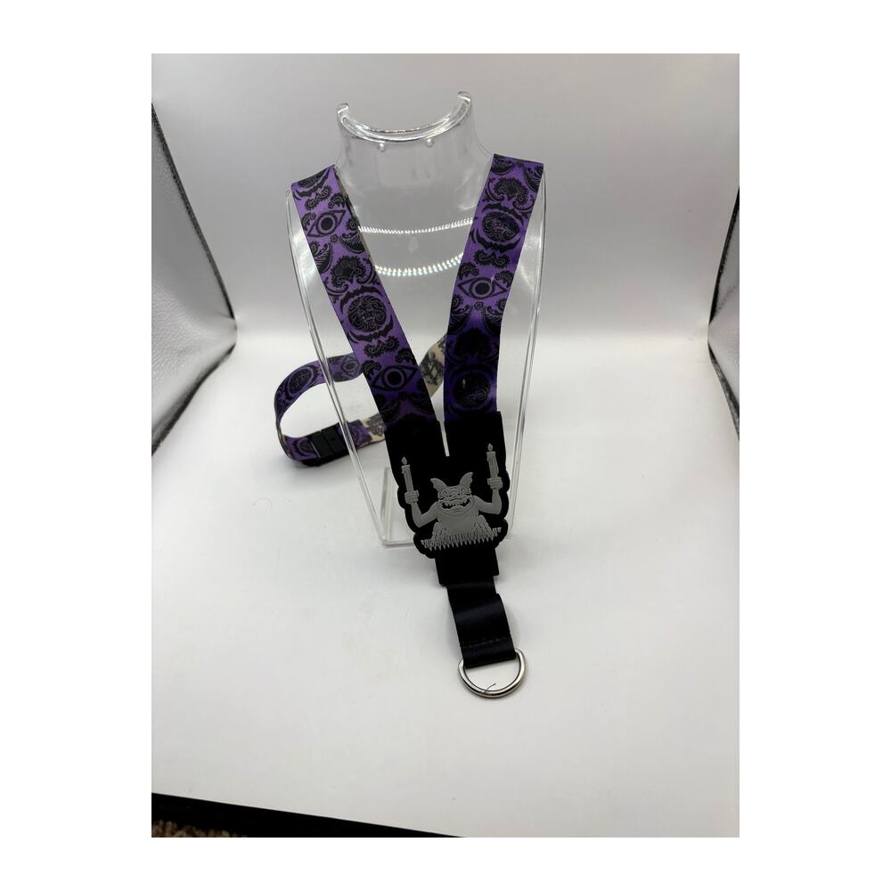 Disney Haunted Mansion Purple Wallpaper Pin Trading Lanyard - Picture 2 of 4